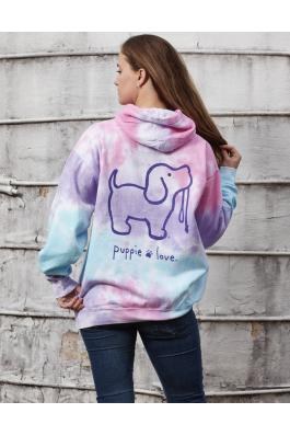 Puppie Love Colortone Tie Dye Fleece Pup Adult Hoodie 2XL Cotton